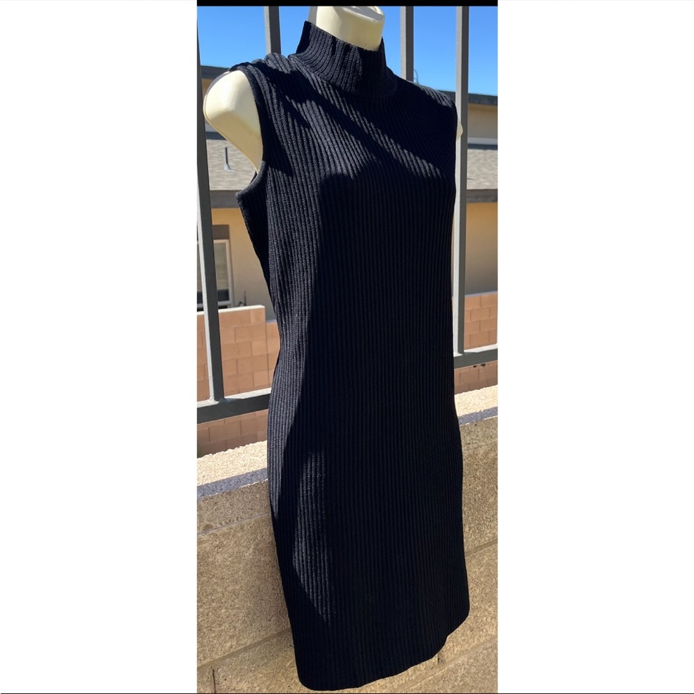 ST. JOHN SPORT Black Ribbed Sleeveless Dress 12 14